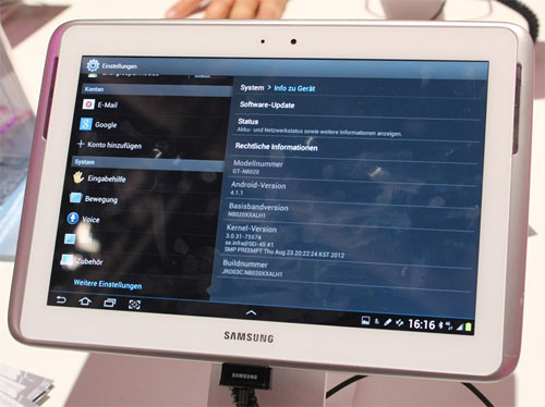 Galaxy Note 10.1 LTE running Android 4.1